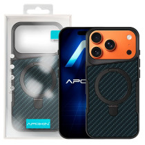 Capa Carbono com Anilla e Suporte para Iphone 17 Pro Max