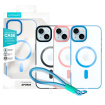 Capa de Silicone com Correia Magsafe para iPhone 13/14 - Cinzento