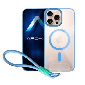 Capa de Silicone com Correia Magsafe para iPhone 16 Pro Max - Cinzento