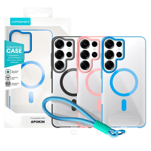 Capa de Silicone com Correia Magsafe para Samsung S24 Ultra - Rosa