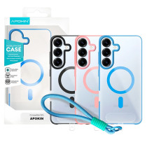 Capa de Silicone com Correia Magsafe para Samsung S25 - Cinzento