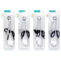 Fio de pérolas com adaptador para pendurar telemóvel - 4 designs. - Cinzento