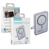 Carregador portátil Magsafe com suporte, 10000mAh, cor prata (65089)