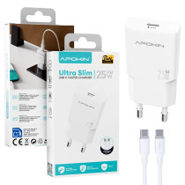 Carregador Ultra Slim 25W USB-C GaN Cabo Tipo-C | Apokin PB-81720