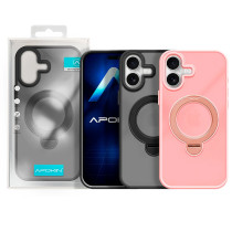 Capa com Suporte Giratório Fumado para iPhone 15 Pro - Rosa