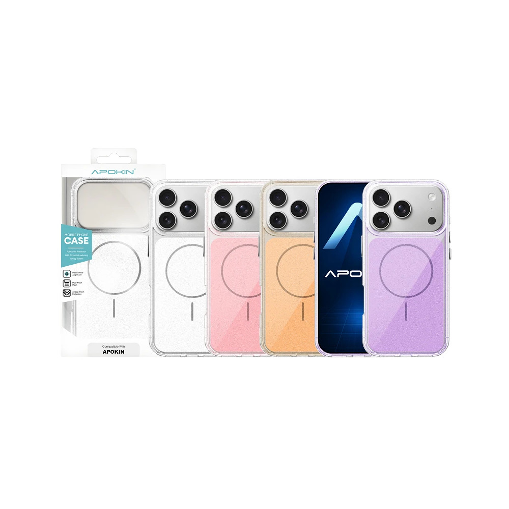 Capa acrílica com Magsafe e purpurina para iPhone 17 Pro Max - Rosa