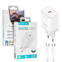 Carregador PesoMax 25W Entrada PD/QC Cabo Tipo-C APOKIN - Branco U042