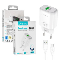 Carregador USB-A 18W/3.0A Cabo Tipo-C APOKIN PC883Y - Branco
