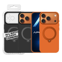 Capa Allmatch Silicone Ultrasuave com Anel iPhone 17 Pro Max - Preto