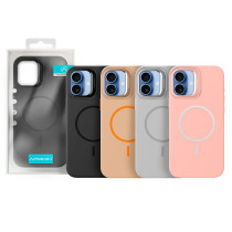 Capa de Silicone Premium com Magsafe e Suporte para iPhone 16 Plus - Cinzento