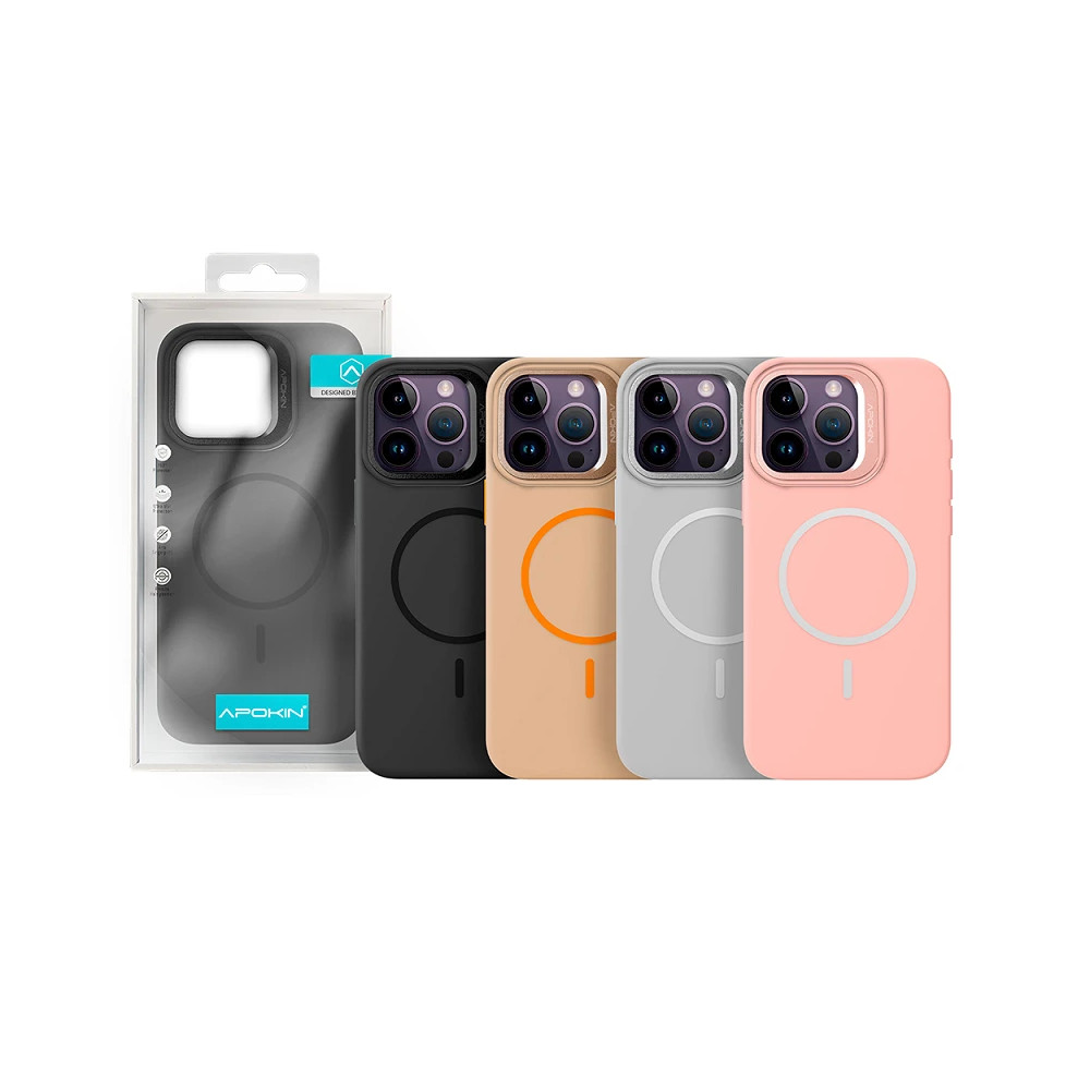 Capa de Silicone Premium com Magsafe e Suporte para iPhone 14 Pro Max - Cinzento