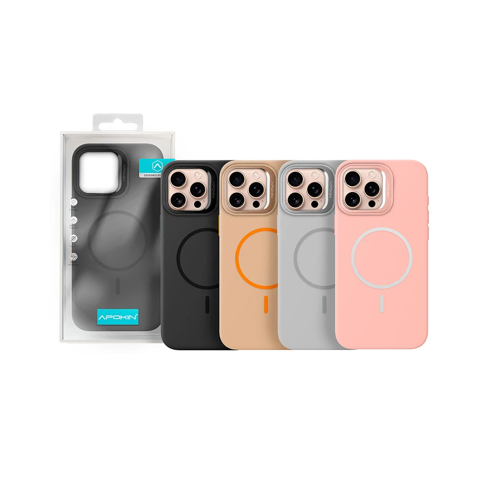 Capa de Silicone Premium com Magsafe e Suporte para iPhone 15 Pro - Cinzento