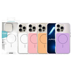 Capa Acrílica com Magsafe e Purpurina para iPhone 16 Pro Max - Dourado