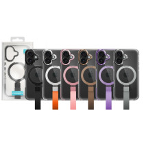 Capa com Suporte e Alça Acrílica Magsafe para iPhone 16 Pro - Cinzento