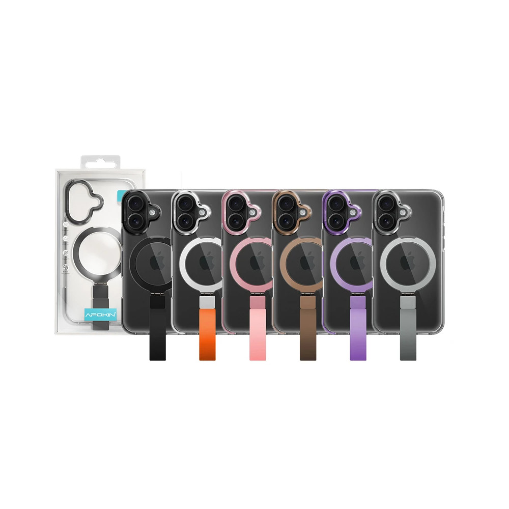 Capa com Suporte e Alça Magsafe Acrílica para iPhone 16 Pro Max - Cinzento