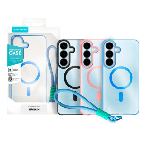 Capa de Silicone com Correia Magsafe para Samsung S26 - Rosa