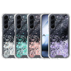 Capa Gel transparente com purpurina para Samsung S26 - Lilás