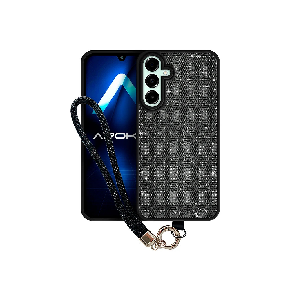 Capa com Diamantes e Correia para Samsung A37 - Azul