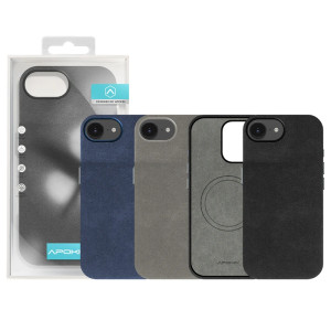 copy of Capa em pele de Alcântara para iPhone 16E em - Cinzento