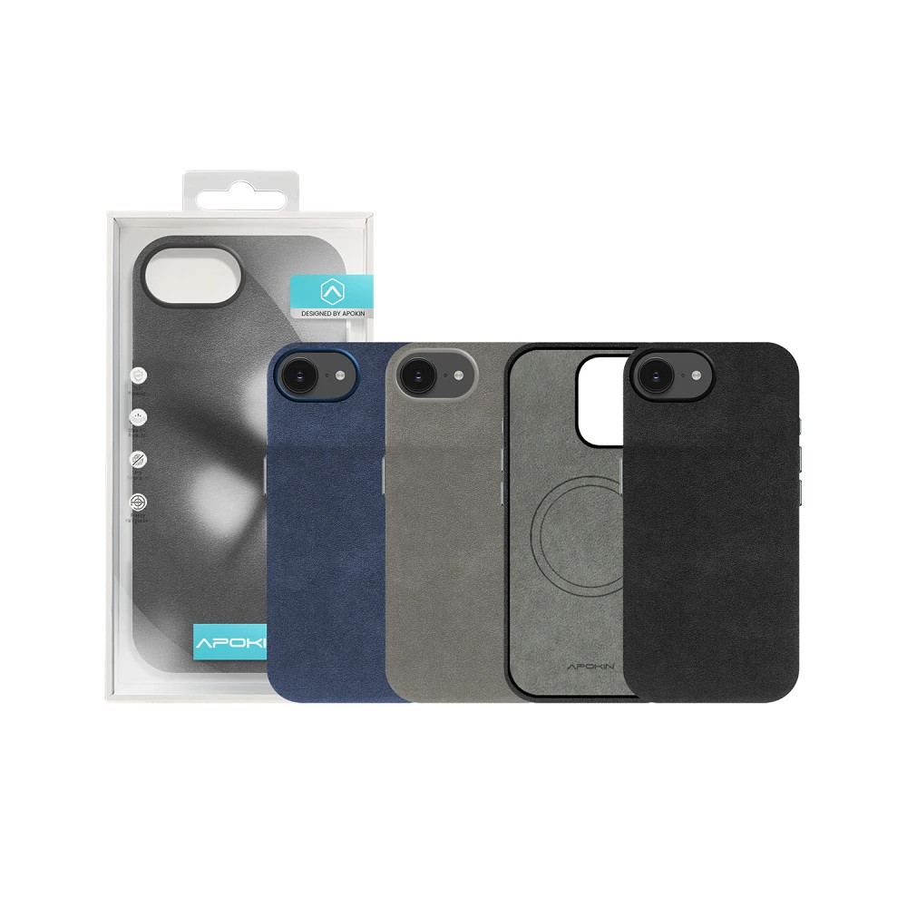 copy of Capa em pele de Alcântara para iPhone 16E em - Cinzento