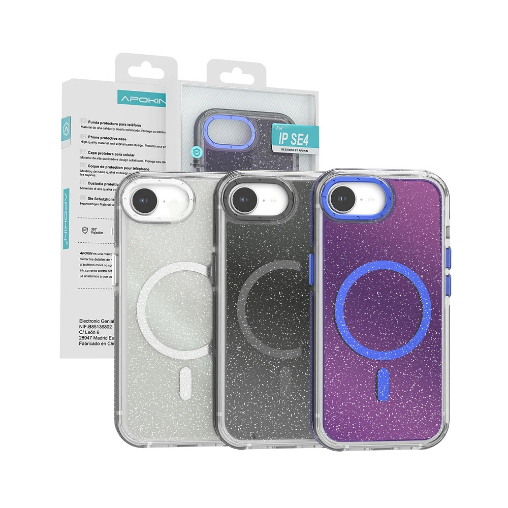 copy of Capa Purpurina com Magsafe Apokin iPhone 16e - Roxo