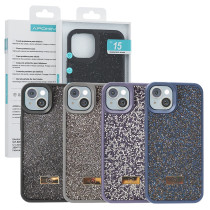 copy of Capa Silicone com cristais de diamante iPhone 16E - Preto